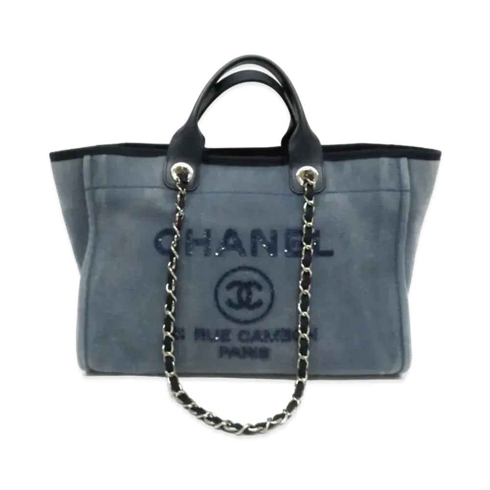 CHANEL Medium Deauville Tote Denim "Blue/Sequins/Silver"