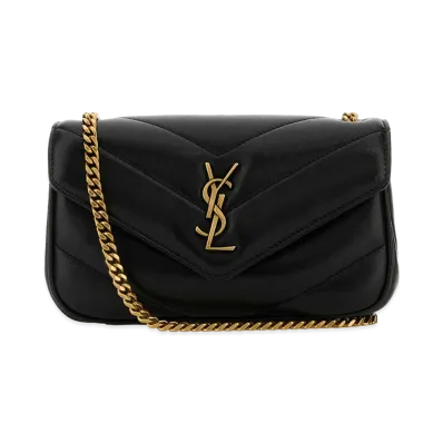 Saint Laurent Women's Leather Mini Loulou Crossbody Bag "Black"