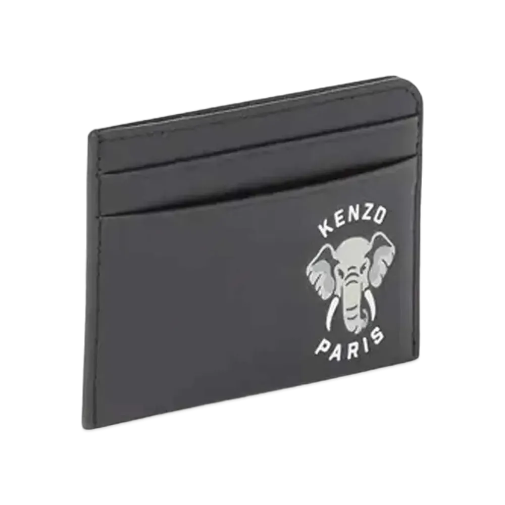 KENZO 'VARSITY' Leather Card Holder "Black"
