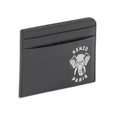 KENZO 'VARSITY' Leather Card Holder "Black"