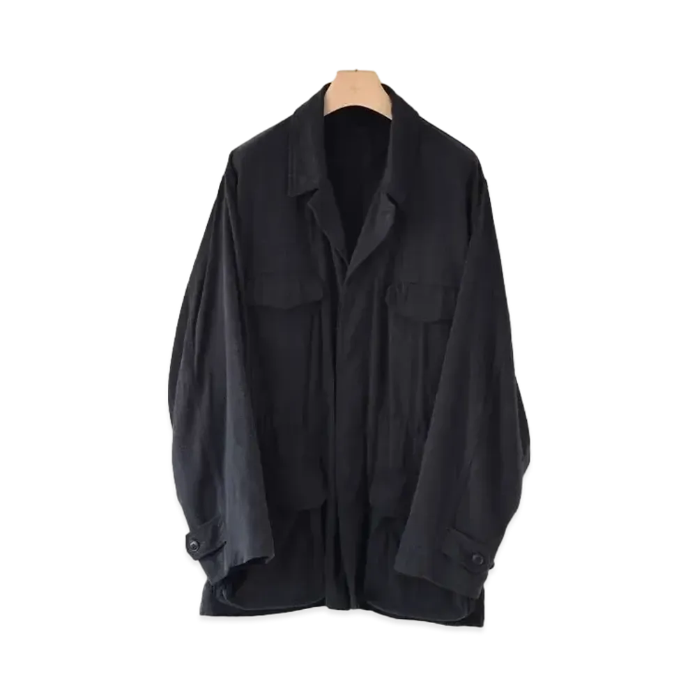 COMOLI Silk Nap Military Jacket "Black"