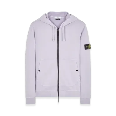 Stone Island 61620 Brushed Cotton Fleece Garment Dyed Full Zip Hooded Sweatshirt - 23FW "Lavender"