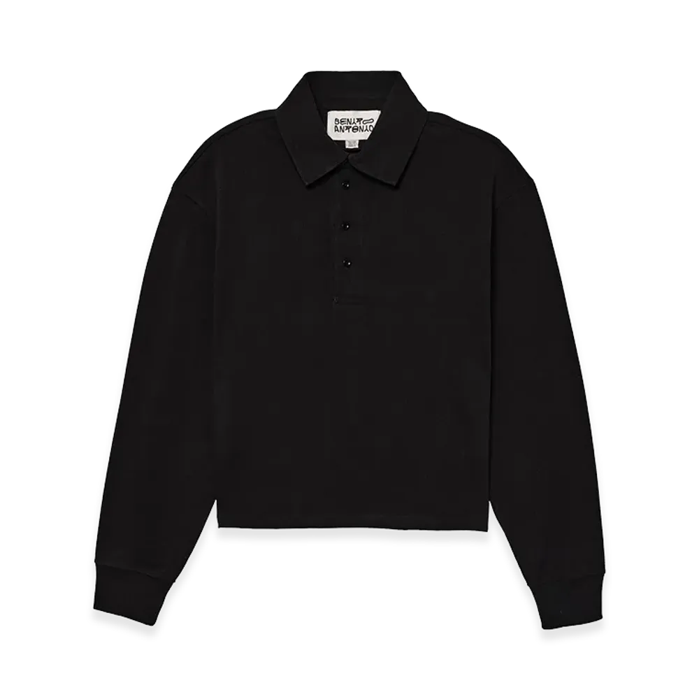 ZARA x Bad Bunny Benito Antonio Cropped Fit Cotton Polo Shirt "Black"