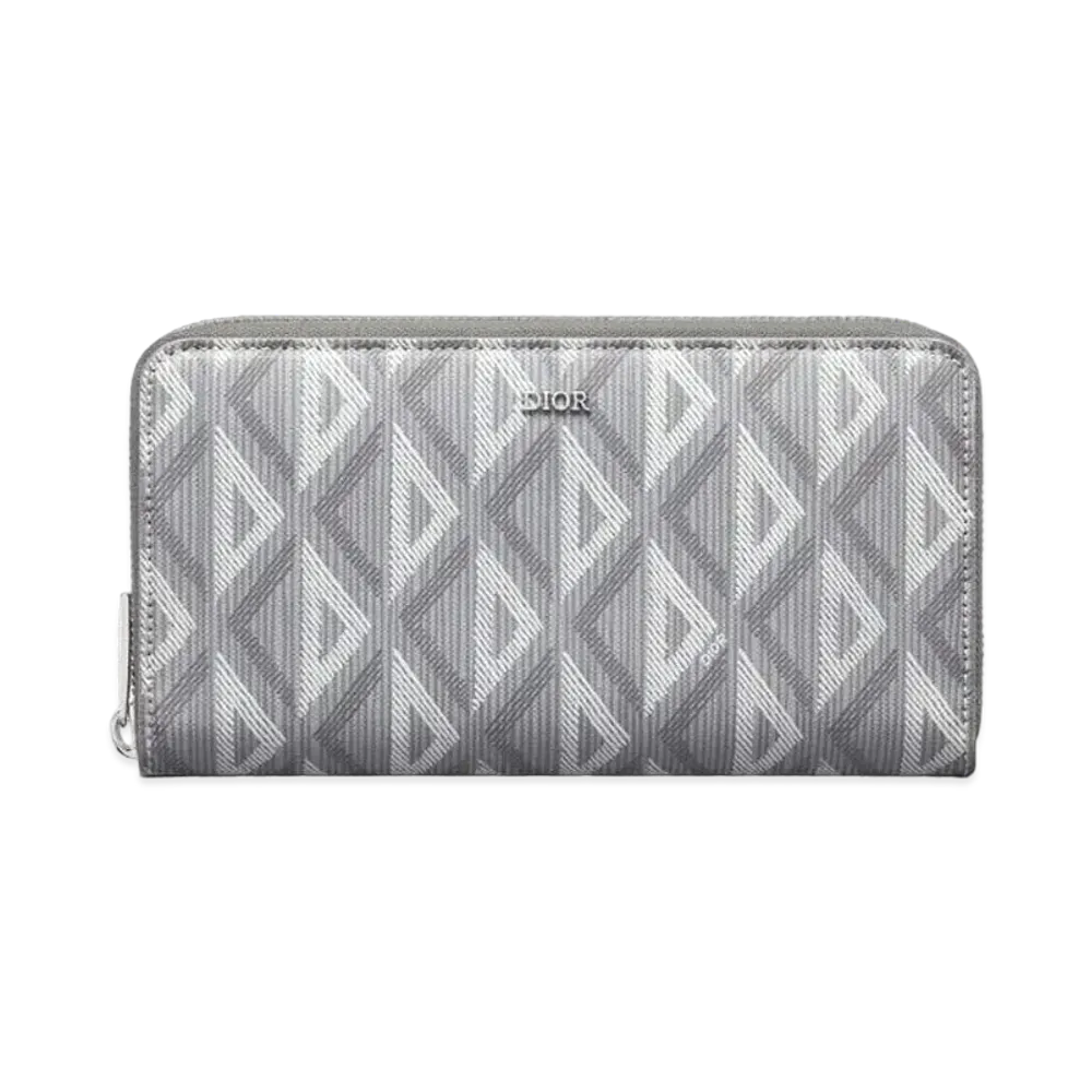 Dior Long Zip Wallet CD Diamond Canvas "Gray"