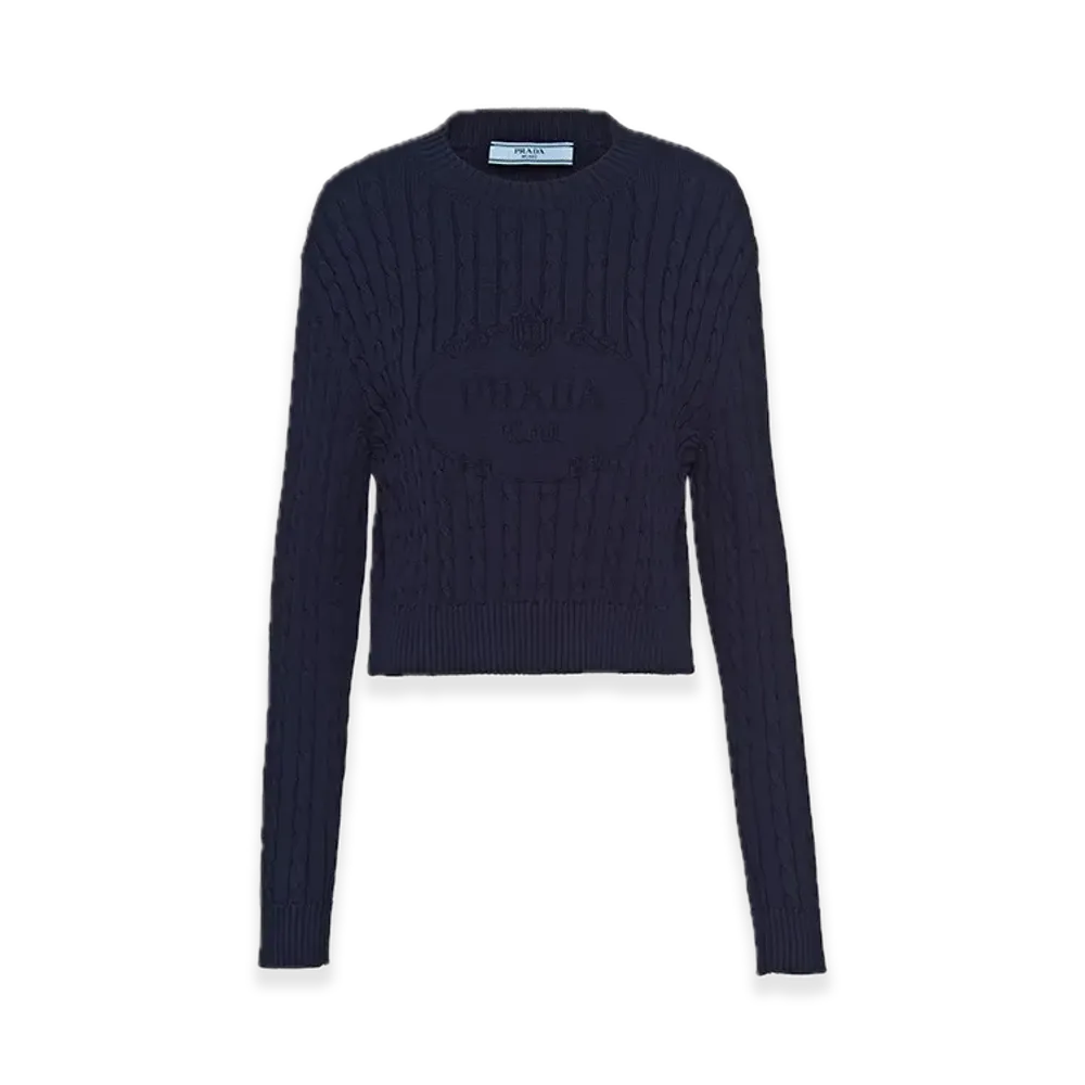 PRADA Cotton Crewneck Sweater "Navy"