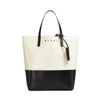 Marni Tribeca Shopping Bag "Silk White/Black"