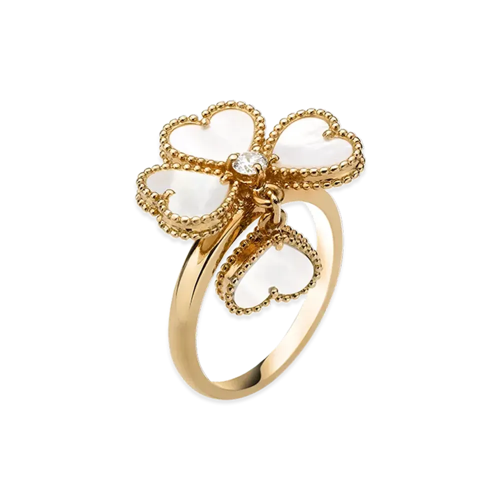 Van Cleef & Arpels Sweet Alhambra heart ring "18K Yellow gold/Diamond/Mother-of-pearl"