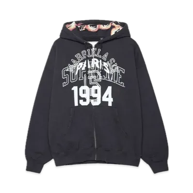 Supreme x MM6 Maison Margiela Zip Up Hooded Sweatshirt "Black"