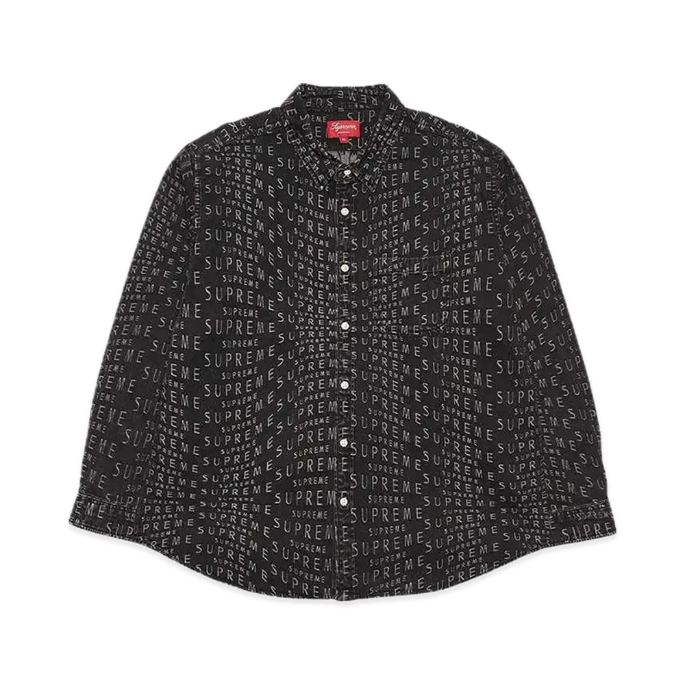 Supreme Warp Jacquard Logos Denim Shirt "Black"