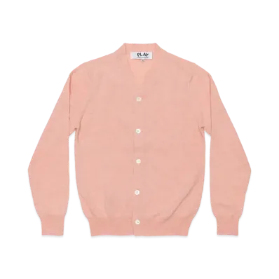 PLAY COMME des GARCONS Unisex V-Neck Cardigan With Small Emblem AX-N092-051 "Light Pink"