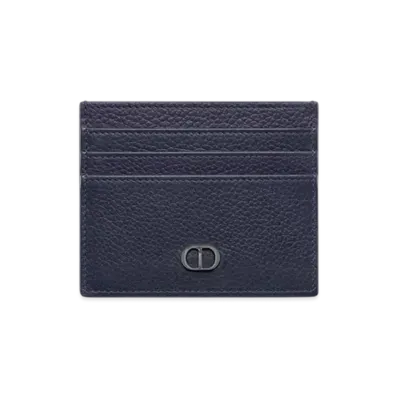 Dior CD Icon Card Holder Grained Calfskin "Navy Blue"