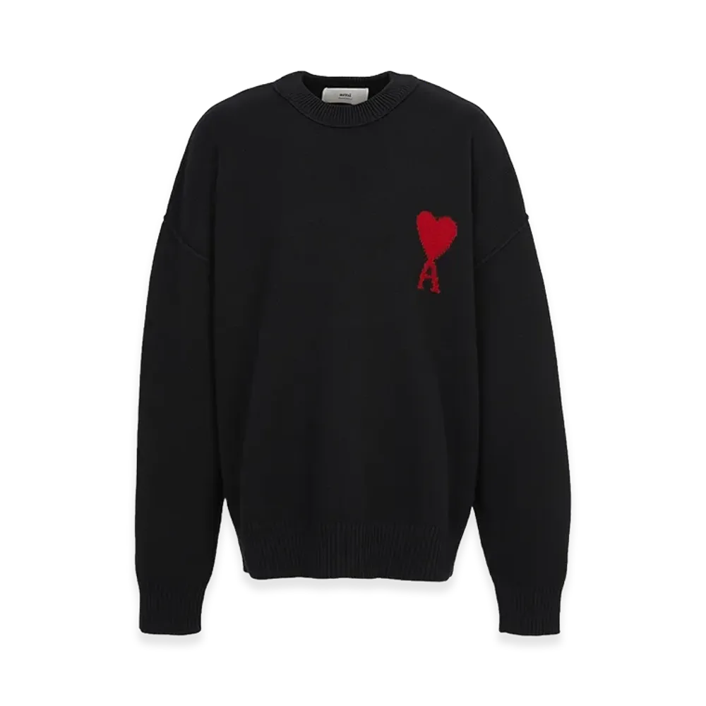 AMI PARIS De Coeur Crew Neck Sweater "Black/Red"