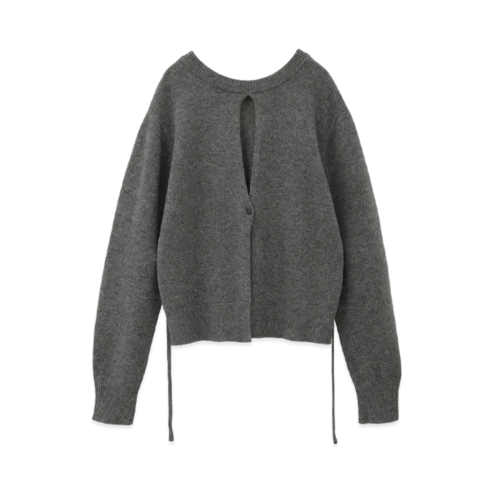 CLANE x Suzu Hirose W Face Center Slit Knit Tops "Gray"