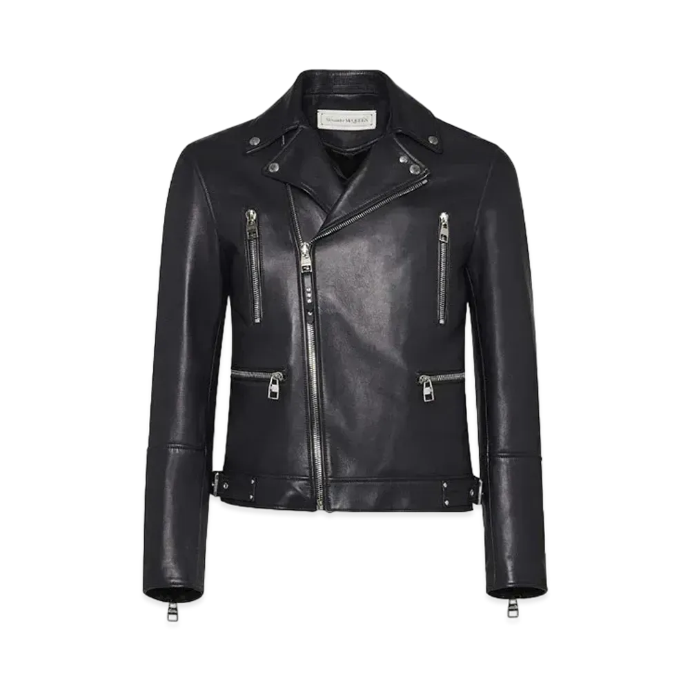 Alexander McQUEEN Leather Biker Jacket "Navy"