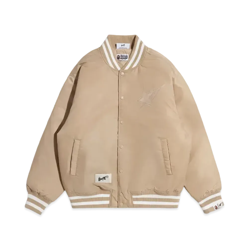 A BATHING APE x HIGHSNOBIETY Nylon Varsity Jacket "Beige"