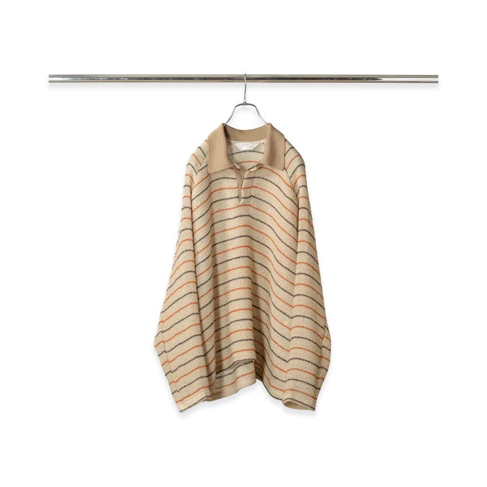 ANCELLM Cut Border Skipper Shirt "Beige"