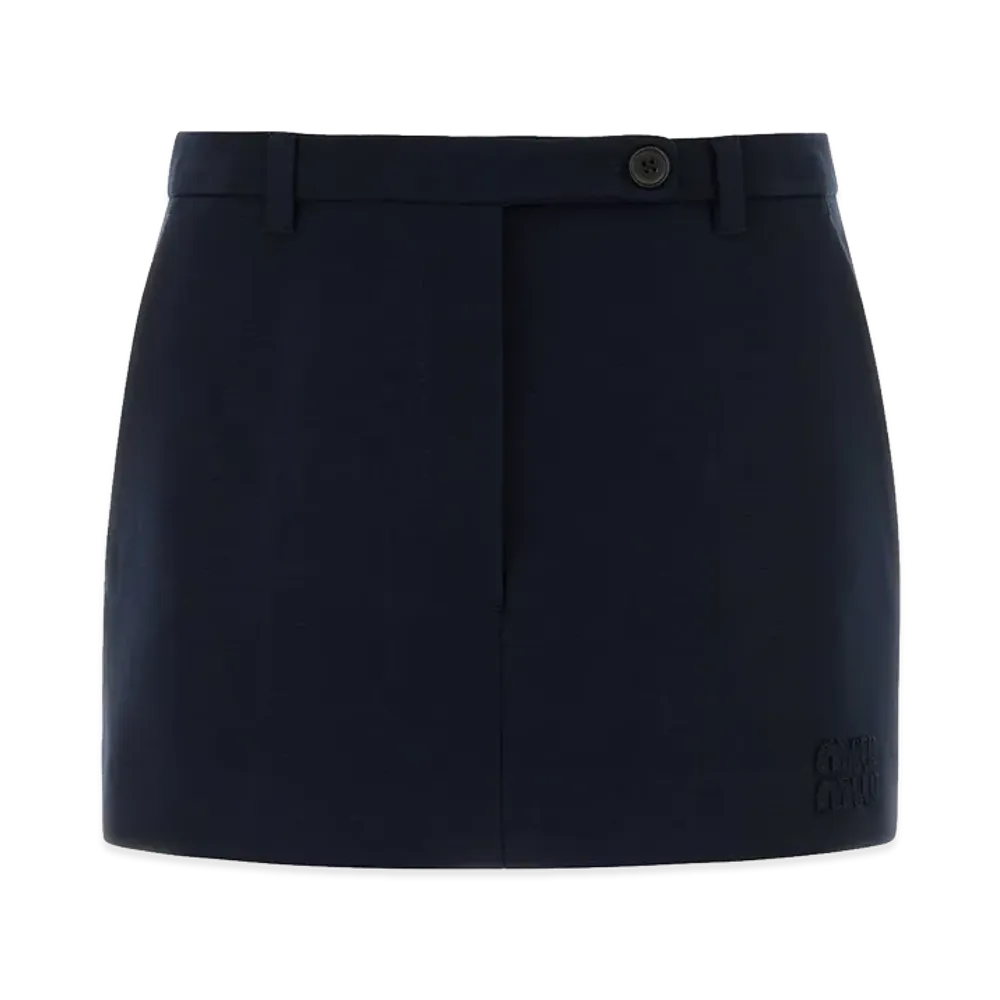 MIU MIU Women's Stretch Jersey Mini Skirt "Navy Blue"