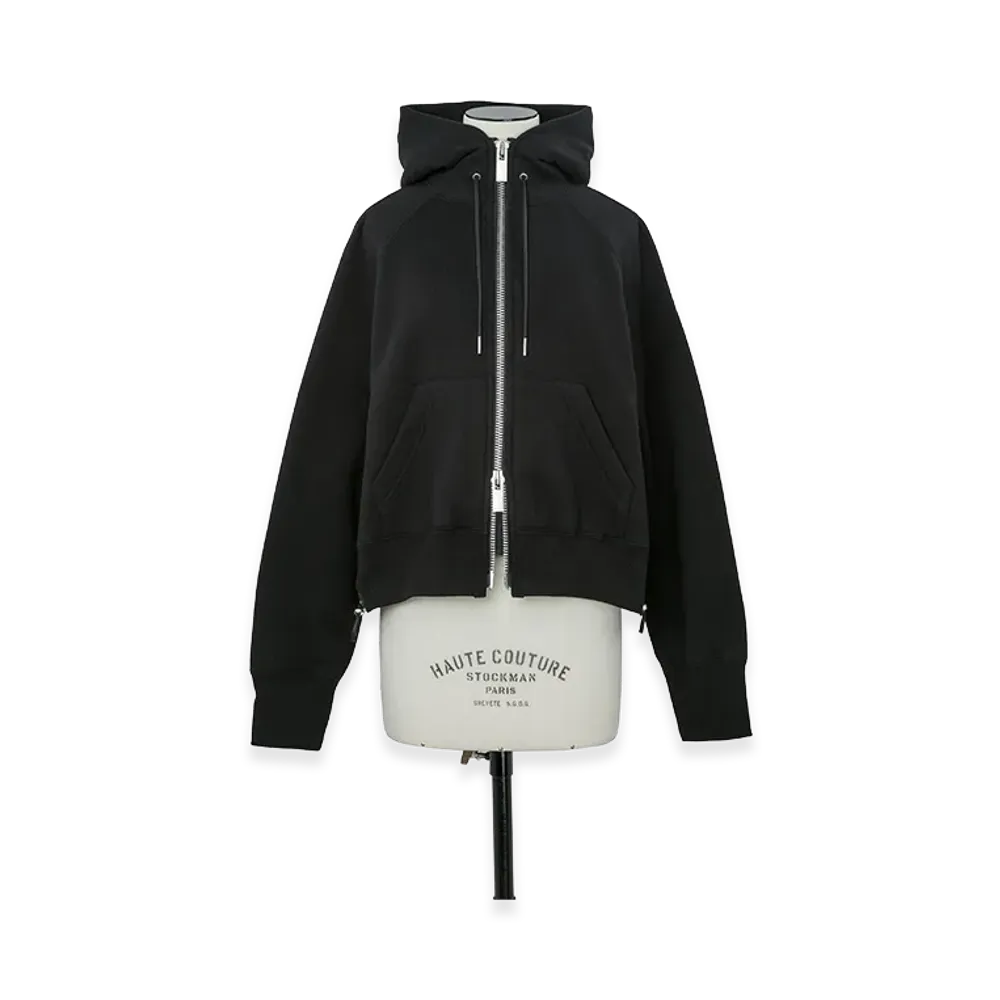 sacai Women's Cotton Jersey Hoodie "Black"