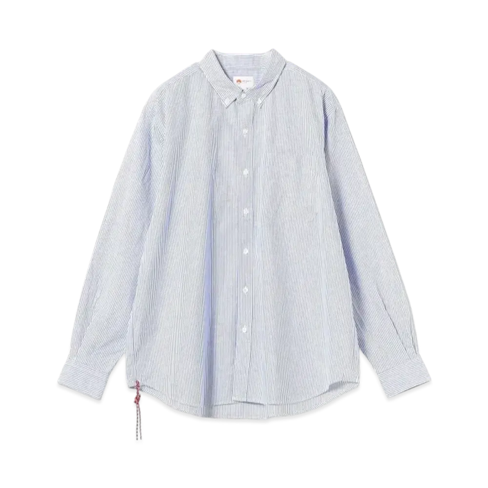 BEAMS Wide-Fit Button-Down Shirt "BlueStripe"