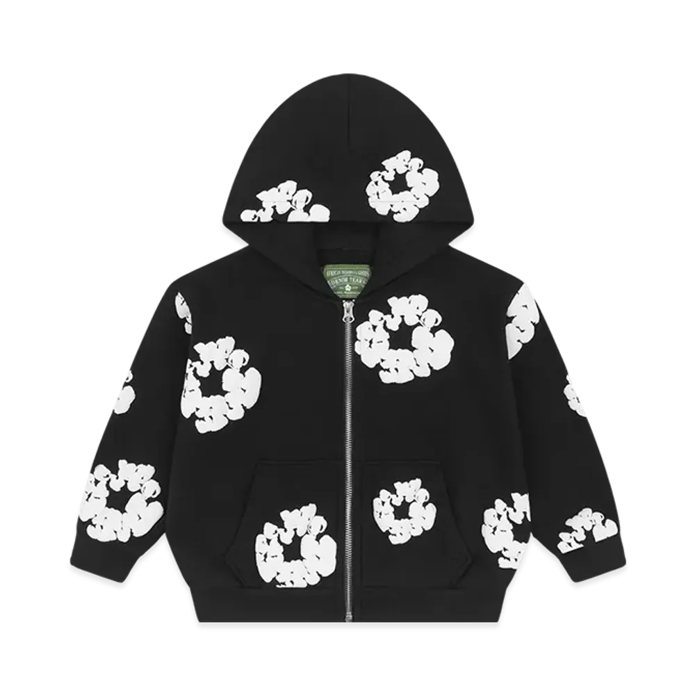 DENIM TEARS Kids Cotton Wreath Zip Hoodie "Black"