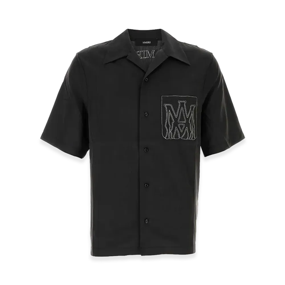 AMIRI Slate Modal Blend Short Sleeve Shirt "Black"