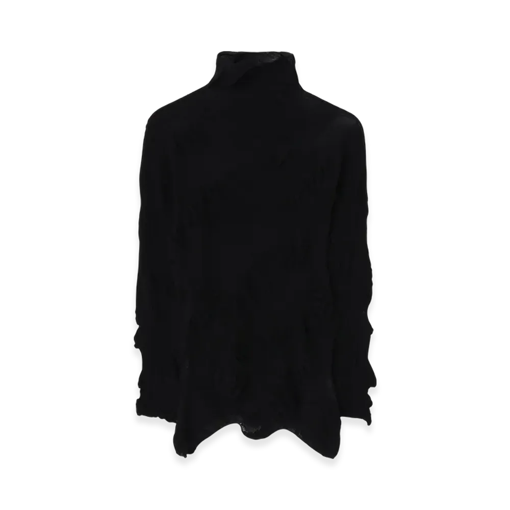Yohji Yamamoto Links Knit WG Gather Long Slv Po "Black"