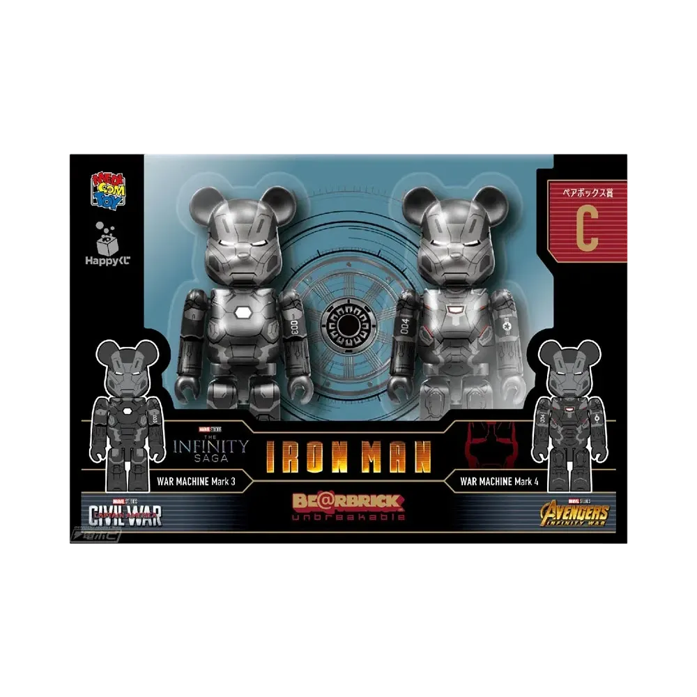 Bearbrick x Marvel Infinity Saga Iron Man Happy Lottery Pair Box Award C [War Machine Mark 3] & [War Machine Mark 4] 100% "Multi"