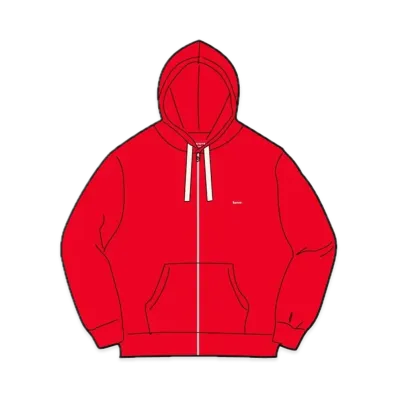 Supreme Small Box Drawcord Zip Up Hooded Sweatshirt "Red"