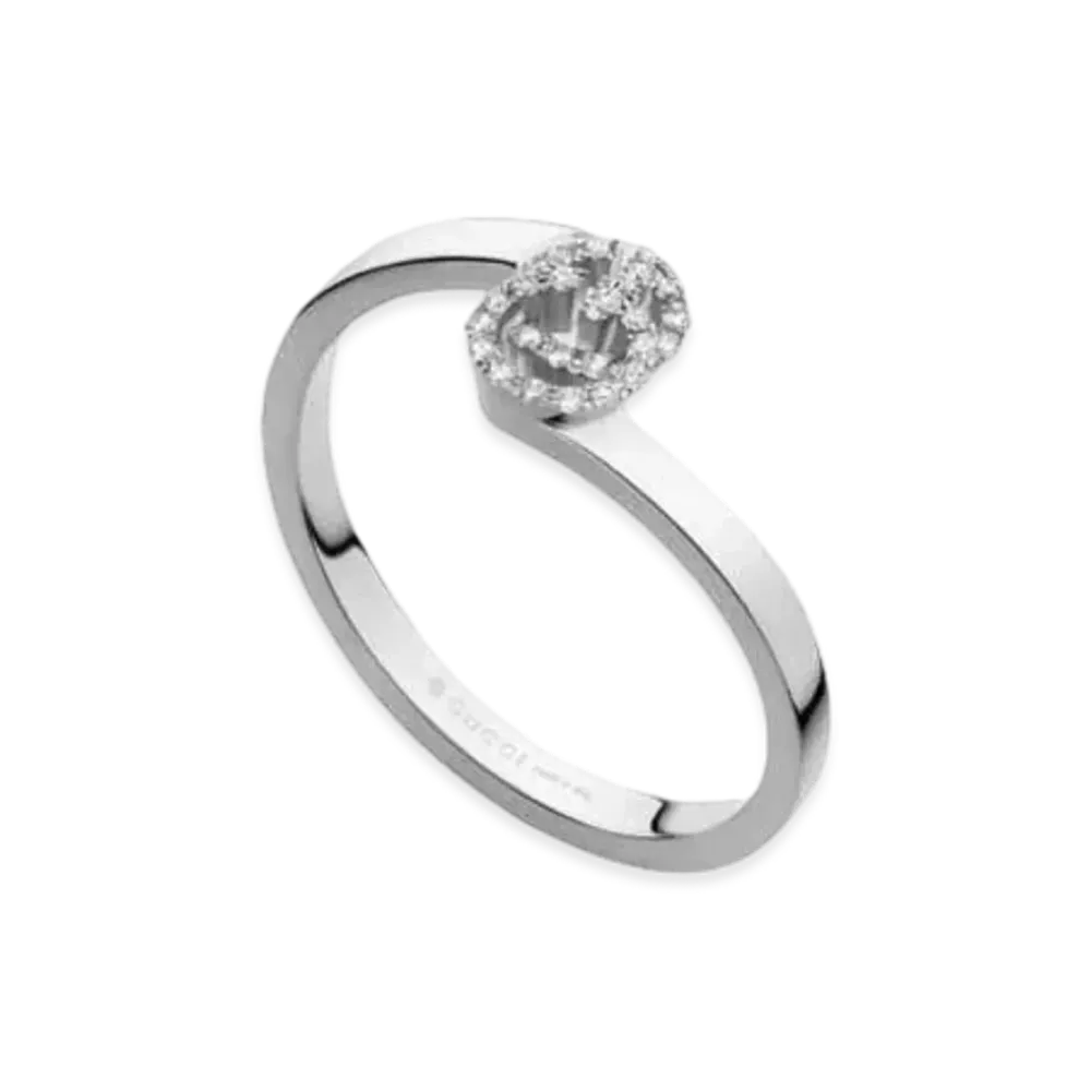 GUCCI GG Running Diamond 18K Ring "Silver"