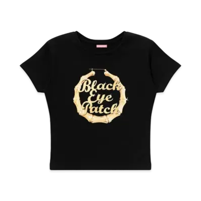 Black Eye Patch Bamboo Hoop Baby Tee "Black"