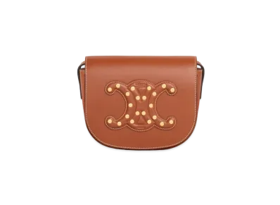 CELINE Folco Cuir Triomphe in Smooth Calfskin with Studs "Tan"