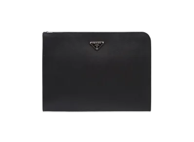 PRADA Saffiano Leather Briefcase "Black"