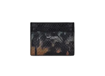 Saint Laurent Saint Laurent Paris Credit Card Case In Python "Azur/Orange Et Noir"