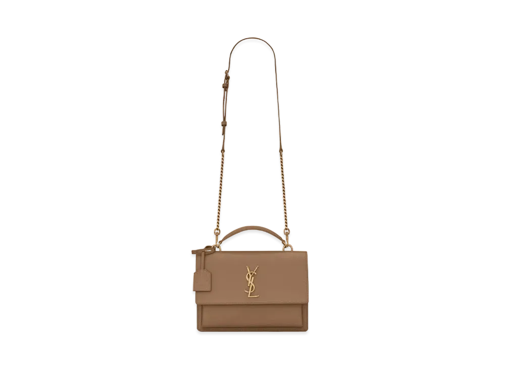 SAINT LAURENT Sunset Medium Satchel In Smooth Leather "Dark Toffee"