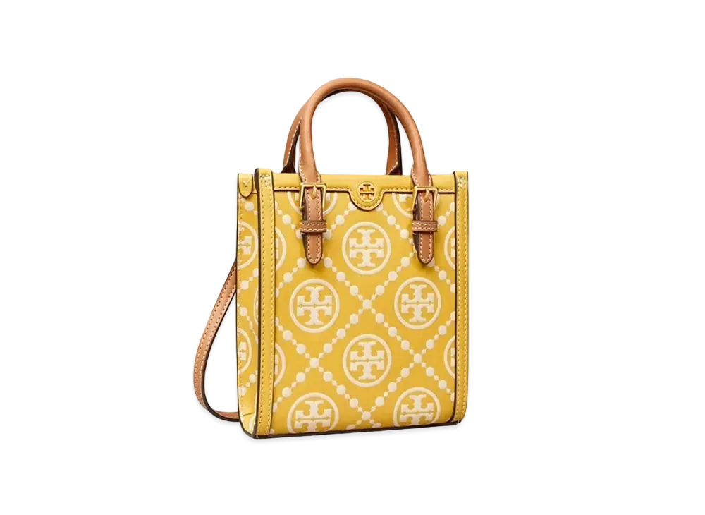 TORY BURCH T Monogram Emboss Mini Tote "Golden Sunset/New Cream"