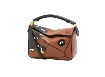 LOEWE x Spirited Away Susuwatari Mini Puzzle Bag In Classic Calfskin "Havana"