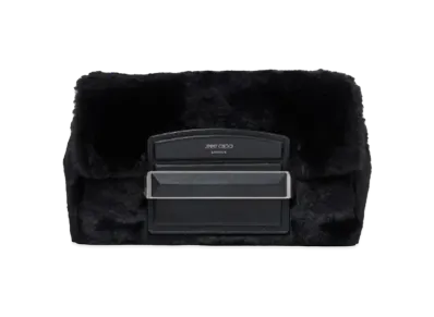 Jimmy Choo Carolina/S Faux Fur And Smooth Calf Leather Handbag With Leather Bar Closure "Black"