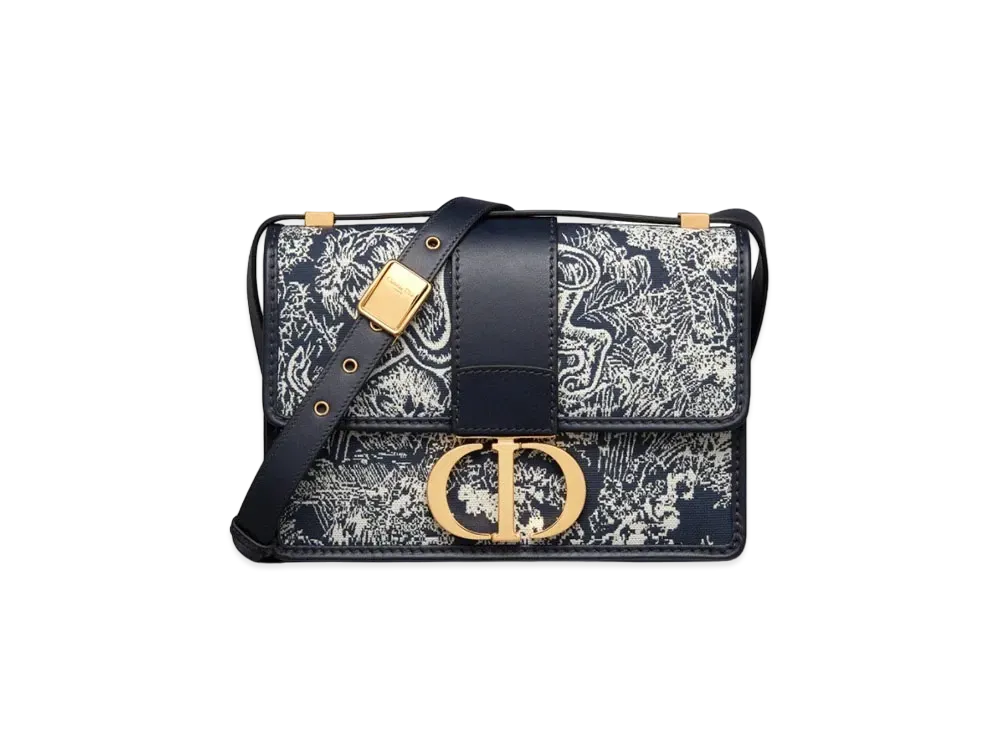 Dior 30 Montaigne Bag Towal Du Juii Reverse Jacquard "Navy Blue"