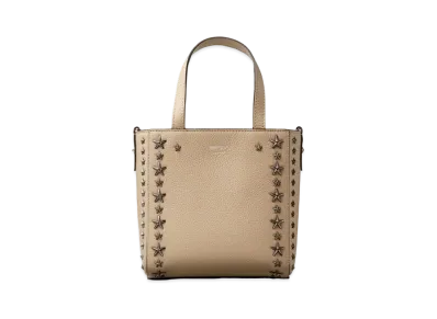 JIMMY CHOO MINI PEGASI Soft Grainy Curf Leather Mini Tote Bag With Star Studs "Barley"