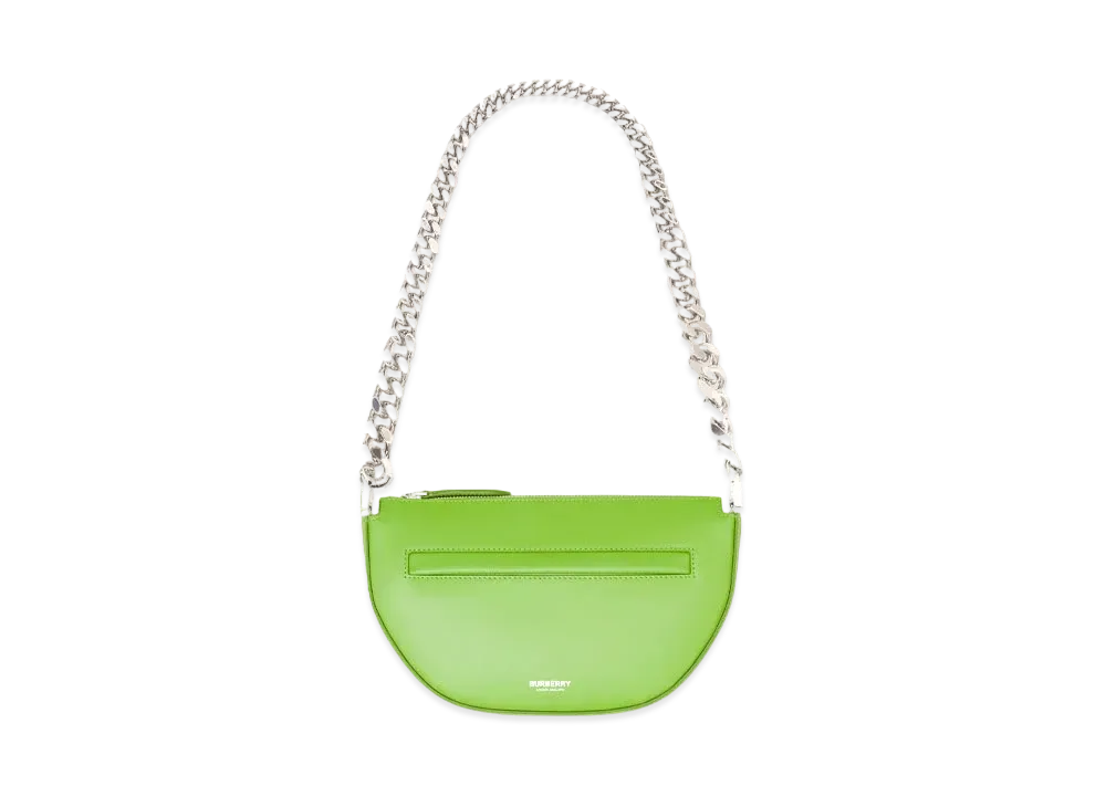 BURBERRY Mini Leather Zip Olympia Bag "Brilliant Green"