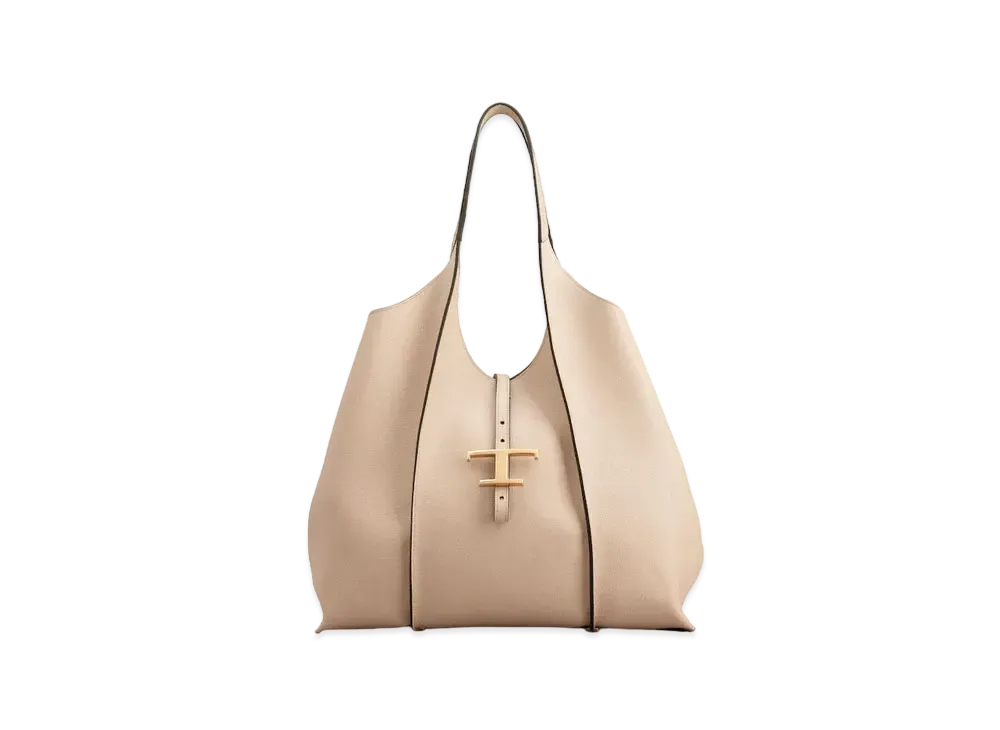TOD'S T Timeles Leather Shopping Bag Medium "Beige"