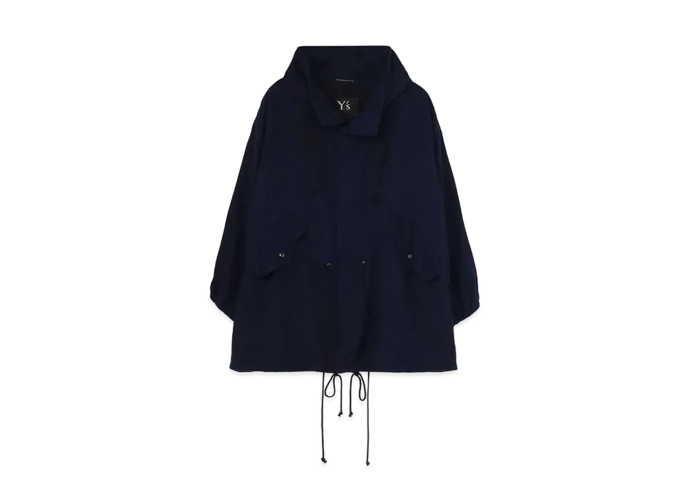 Yohji Yamamoto Y's LINEN WOOL VIYELLA SHORT HOODED BLOUSON "Navy"