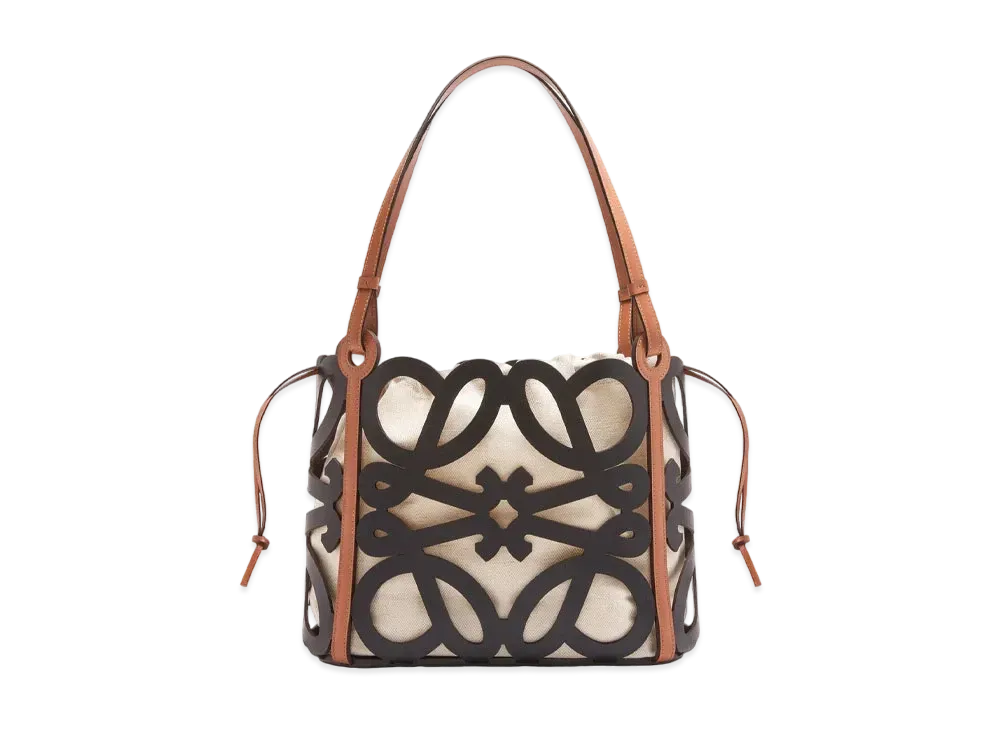 LOEWE Small Anagram Cut-Out Tote In Calfskin "Black"