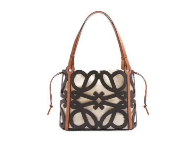 LOEWE Small Anagram Cut-Out Tote In Calfskin "Black"