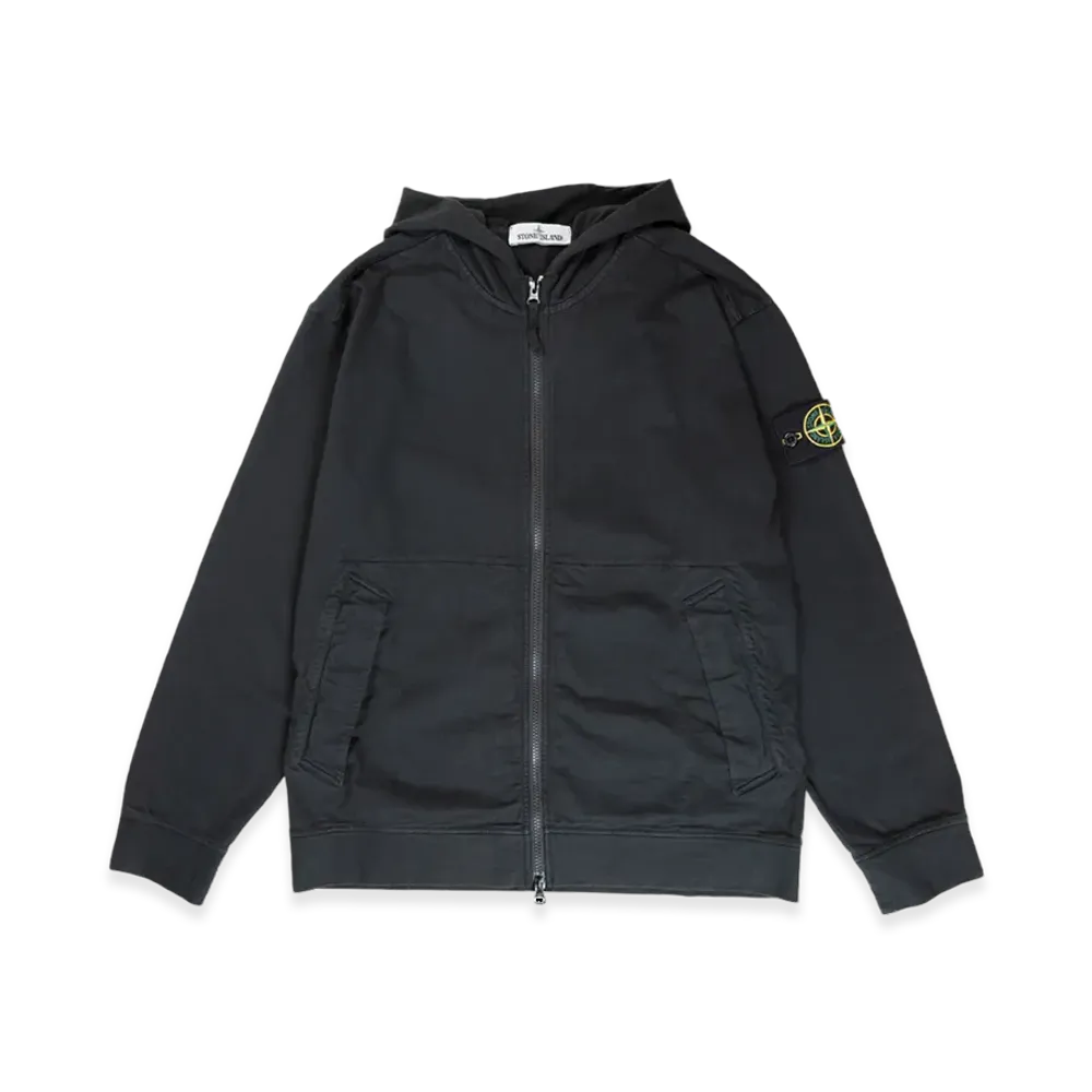 Stone Island 63650 Heavy Cotton Jersey Garment Dyed Hooded Full Zip Sweatshirt - 22SS "Black"