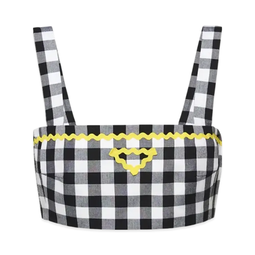 PRADA Women's Gingham Check Top "Black/Yellow"