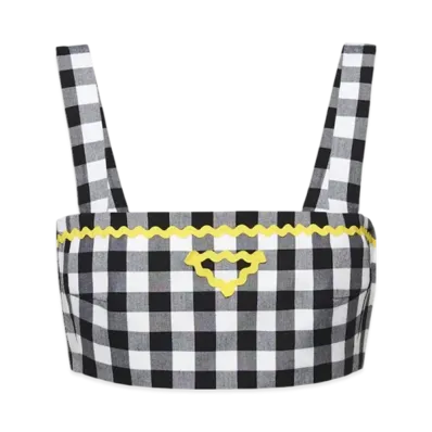 PRADA Women's Gingham Check Top "Black/Yellow"