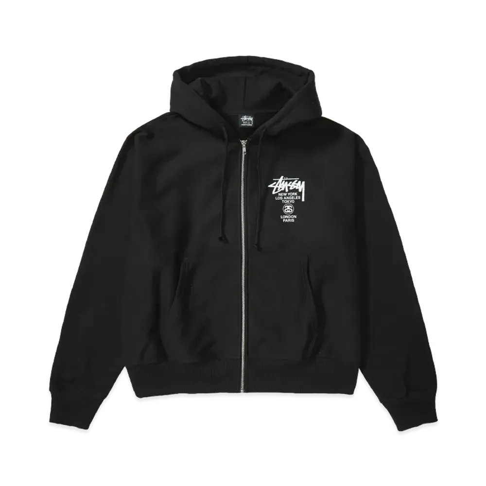 Stussy World Tour Zip Hoodie (2025/2026) "Black"