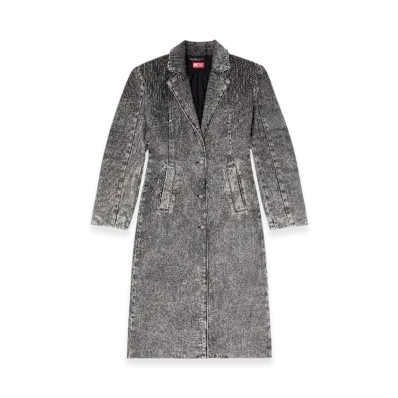 Diesel De-Coat-Long-S Coat In Tailoring Pinstripe Denim "Light Gray"