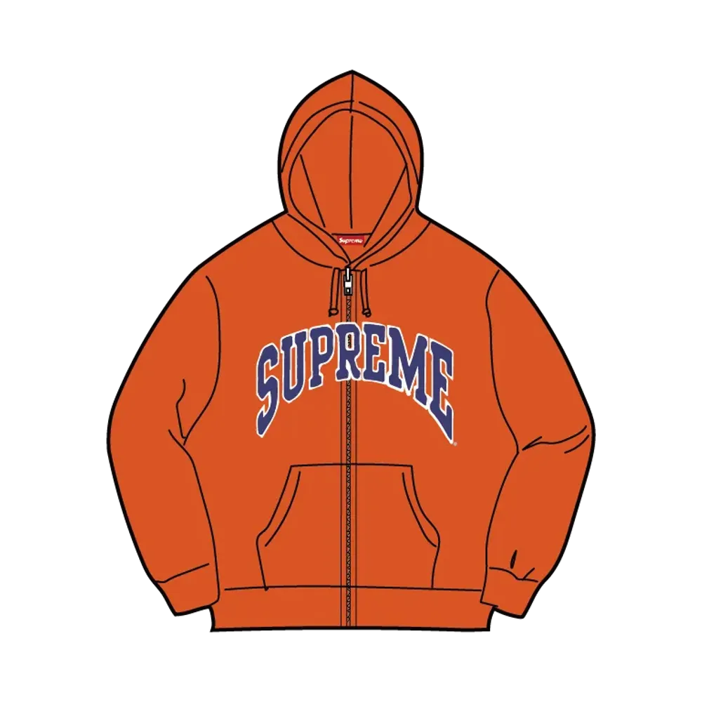 Supreme Cracked Raglan Zip Up Hooded Sweatshirt "Dark Orange"